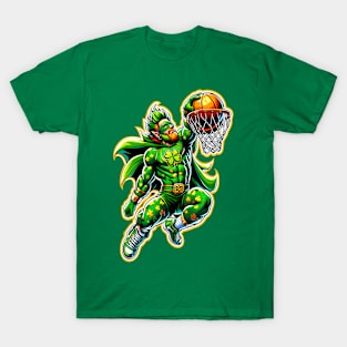 St Patrick's Day Irish Superhero Leprechaun Basketball Player T-Shirt